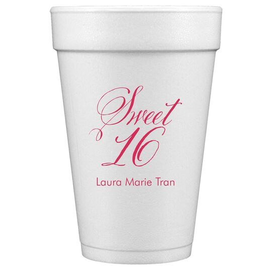 Elegant Sweet Sixteen Styrofoam Cups
